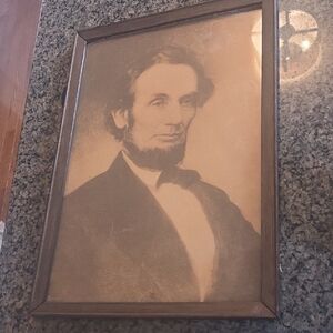 Very Old Abe Lincoln Lithograph In Vintage Style Framed Portrait